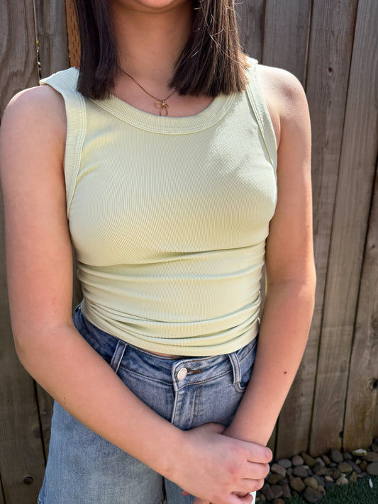 Reversible Ribbed Tank - Pistachio Cream