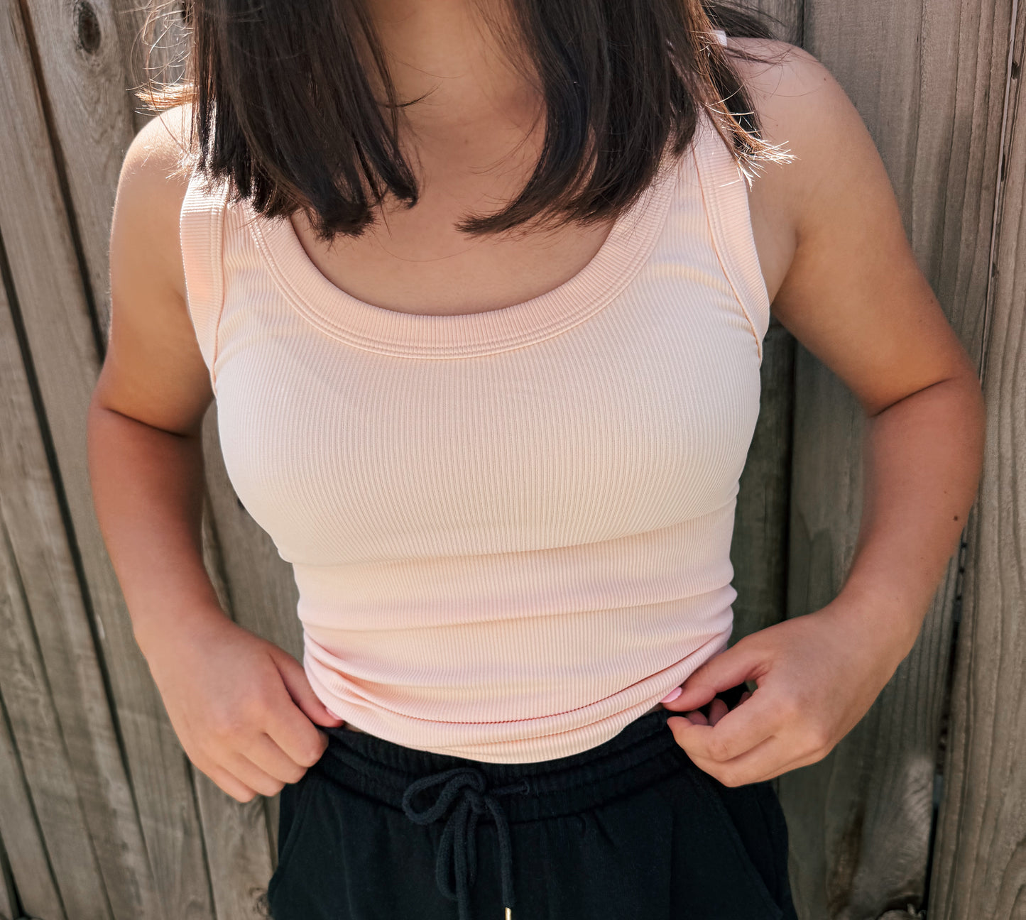 Reversible Ribbed Tank - Peachy Pink