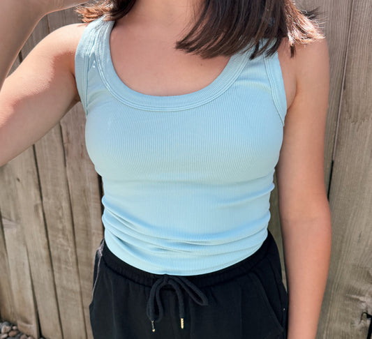 Reversible Ribbed Tank - Blueberry Creme