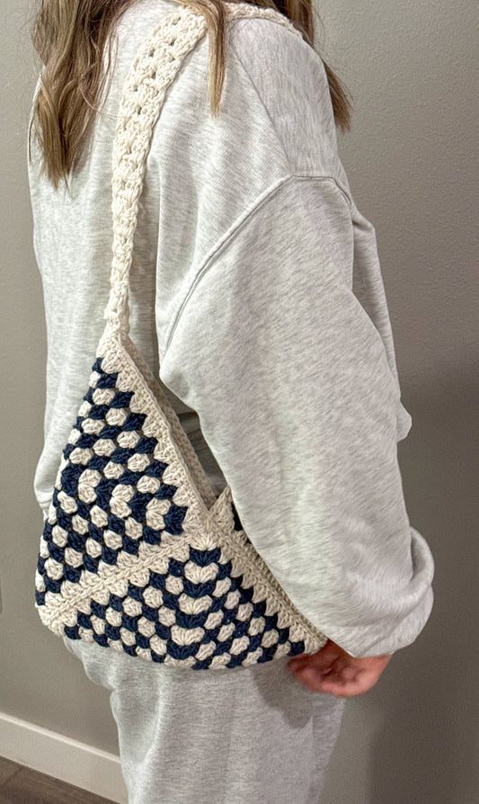 Dark Blue Crochet Purse