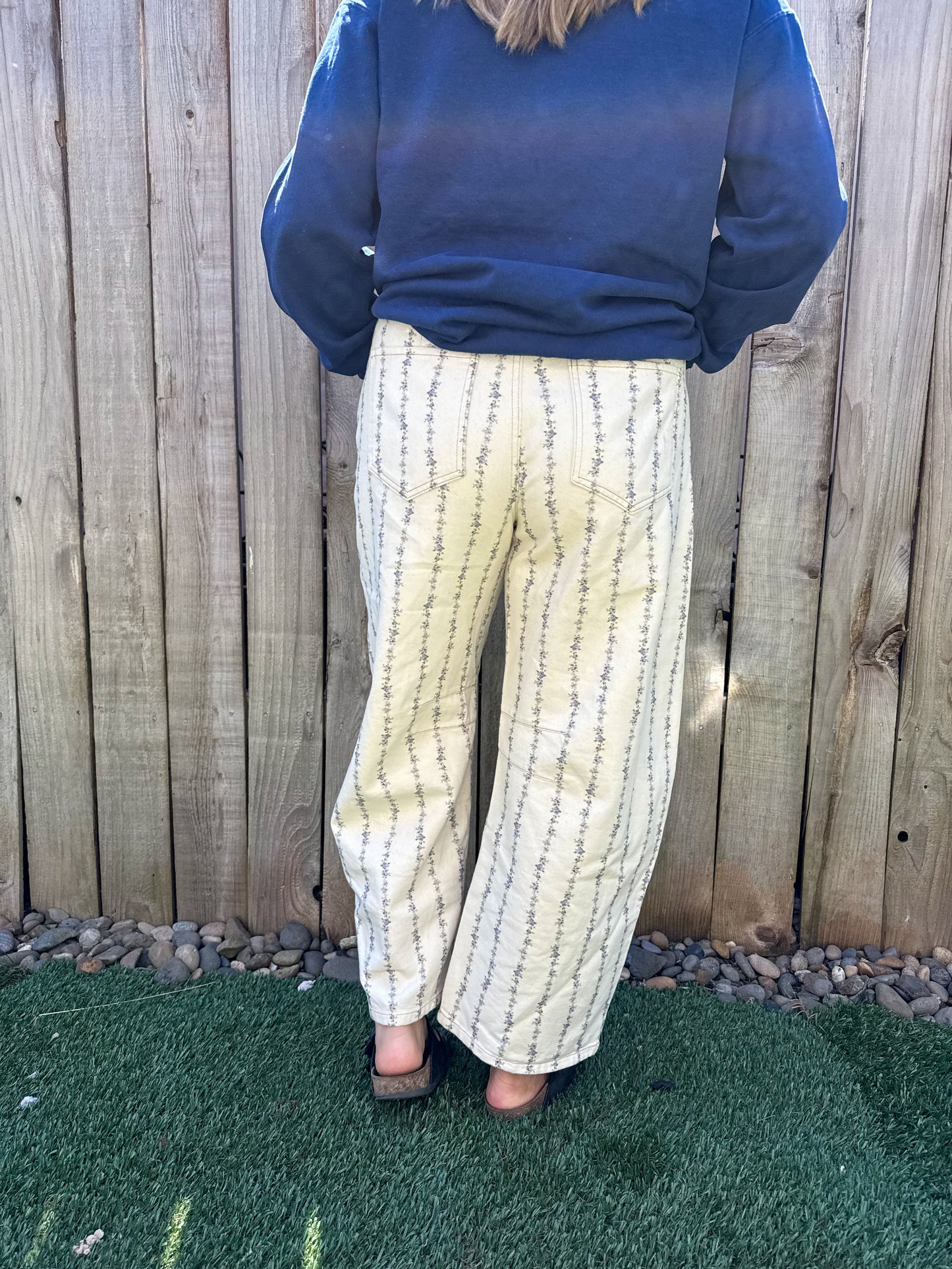 Petal Path Barrel Jeans- Periwinkle