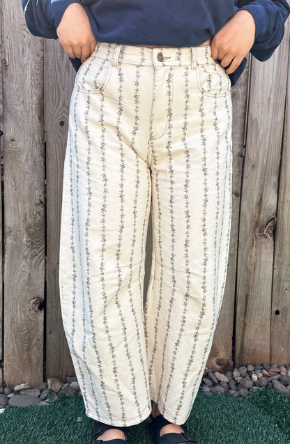 Petal Path Barrel Jeans- Periwinkle