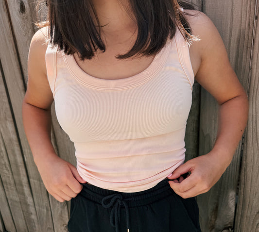 Reversible Ribbed Tank - Peachy Pink